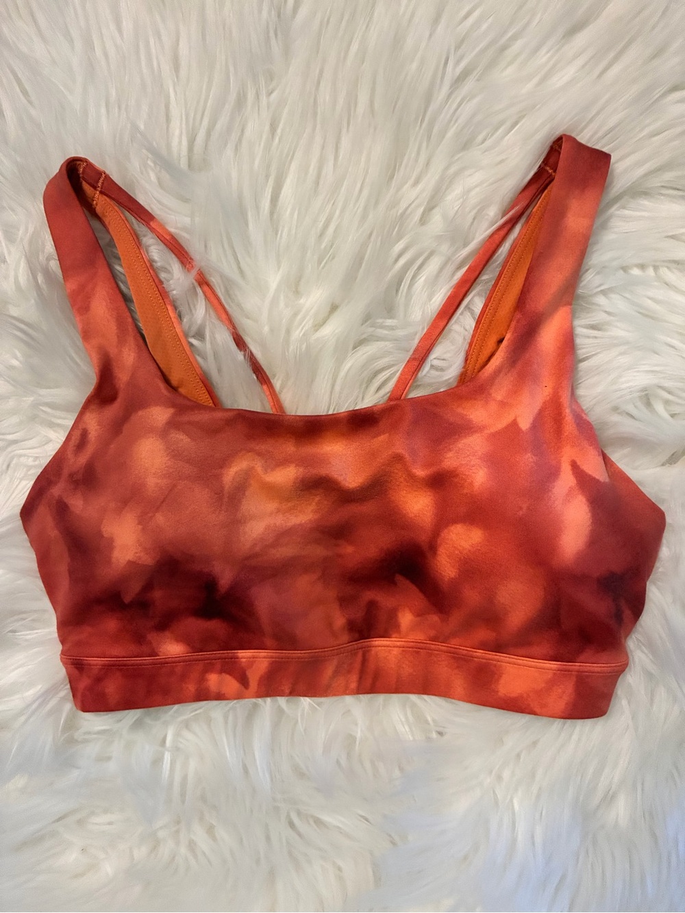 Athleta Exhale Printed Bra XS Serene Island Coral Sports Bra w/pads